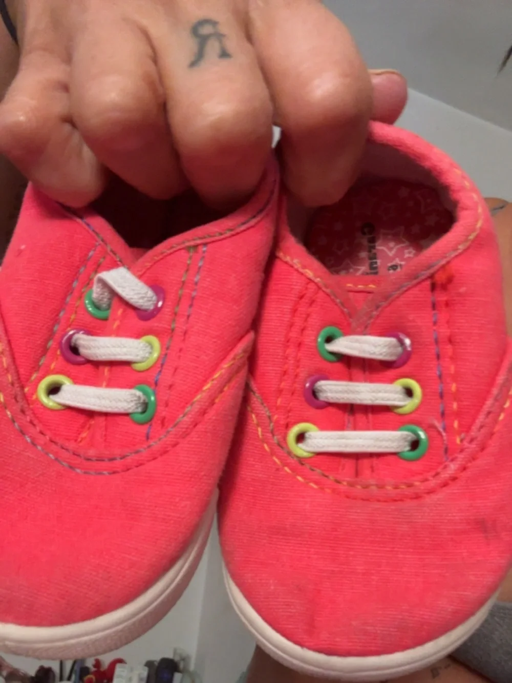 Toddler bright play shoes-worn/good condition (size 5) , & sandals (NEW) size 5